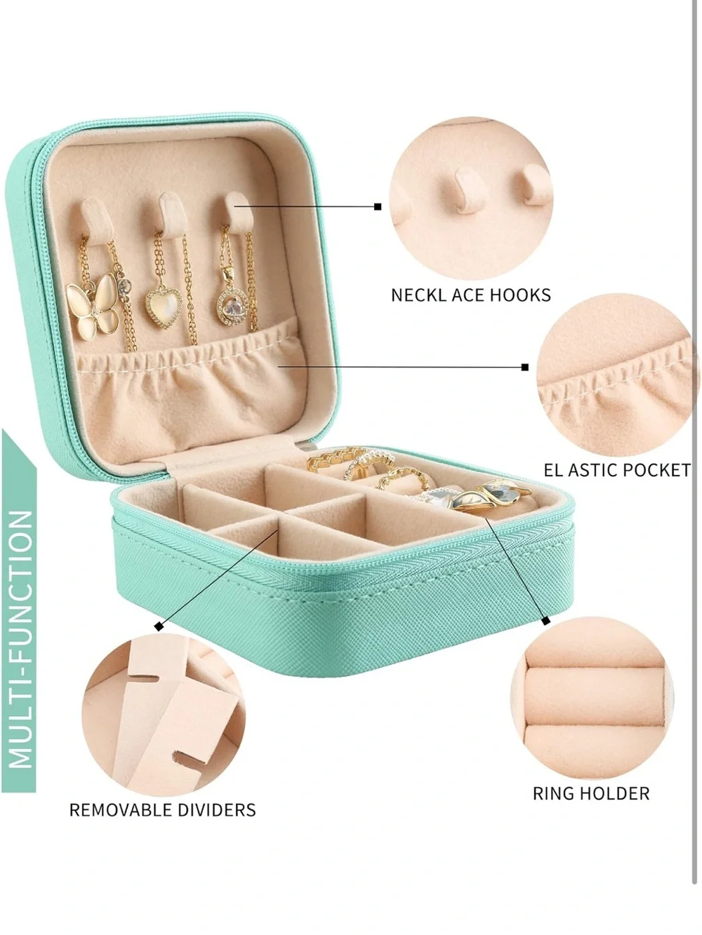 Mint Green Cartoon Frog Jewelry or Accessory Travel Case